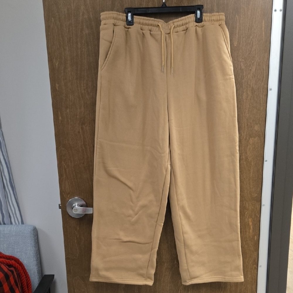 Source Unknown Tan Sweatpants Relaxed Fit Cotton Blend
